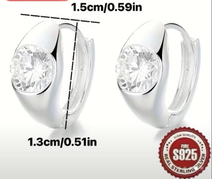 Aretes plateado con incrustación de piedra - Imagen 2