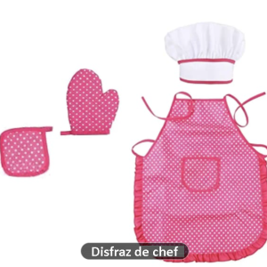 Conjunto de disfraz de chef infantil color rosado