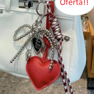 Colgante grande para bolso o llavero estilo elegante de corazón rojo