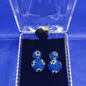 Aretes doble bola en plata 925 con incrustaciones en piedras