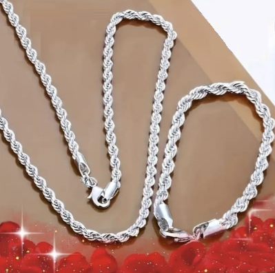 Conjunto elegante de collar y pulsera cordón
