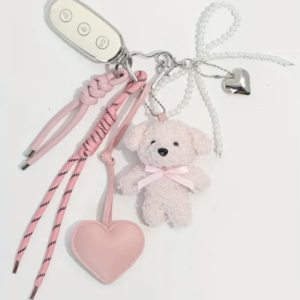 Colgante grande para bolso o llavero de oso de peluche rosado