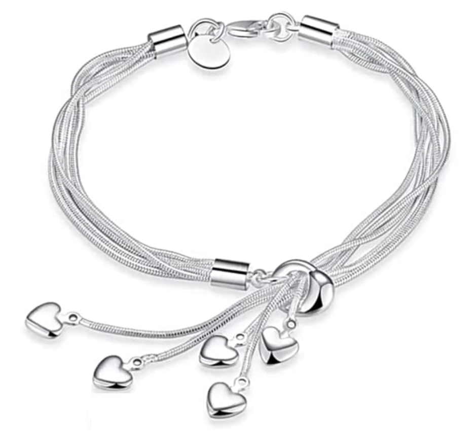 Pulsera elegante de tassel plateado con colgante de corazón - Imagen 3