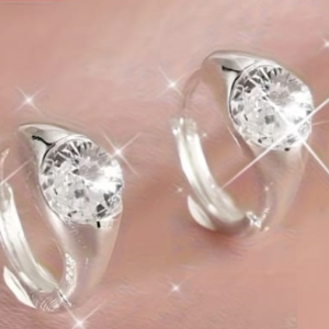 Aretes plateado con incrustación de piedra