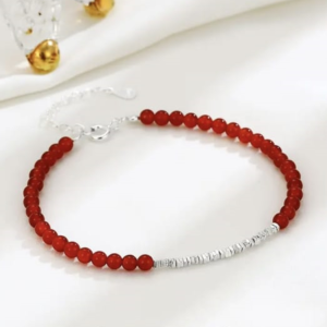 Pulsera de plata enchapada 925 con agata rojo