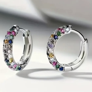 Aretes con Incrustaciones de Piedras de Colores