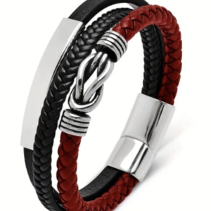 Pulsera de Cuero 3 en 1 para Hombre – Estilo Retro