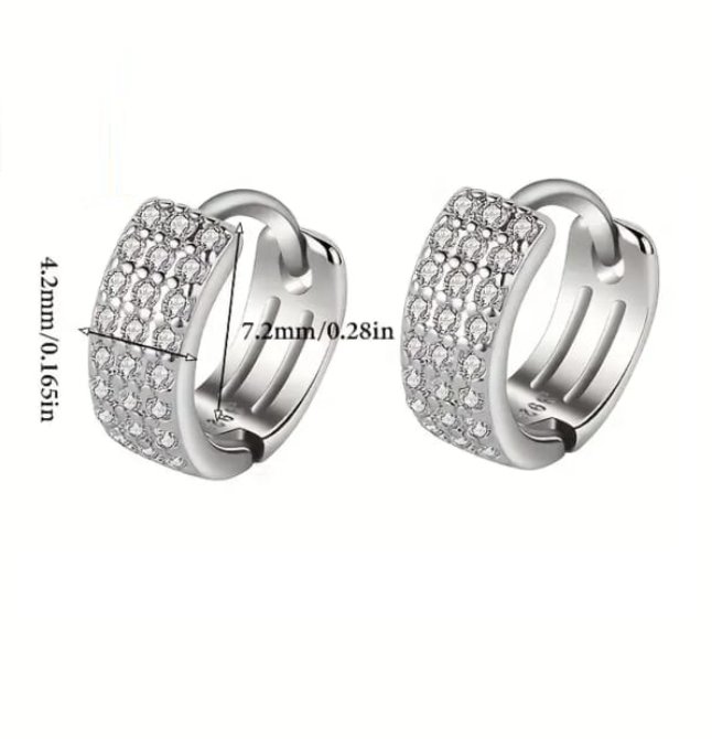 Arete Rectangular con Piedrería Blanca - Imagen 2