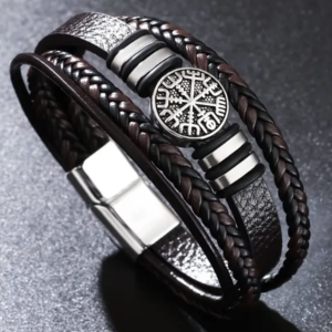 Pulsera de Cuero 4 en 1 para Hombre – Estilo Retro Imantado